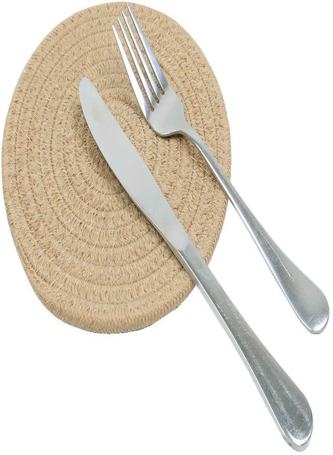 pepme Set of 4 Braided Jute Placemats, 20 cm Round, Best for Bed-Side Table/Center Table, Dining Table/Shelves (Natural Beige) - Image 2